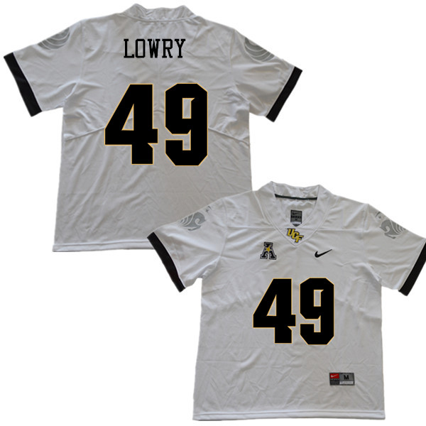 Men #49 Seyvon Lowry UCF Knights College Football Jerseys Sale-White